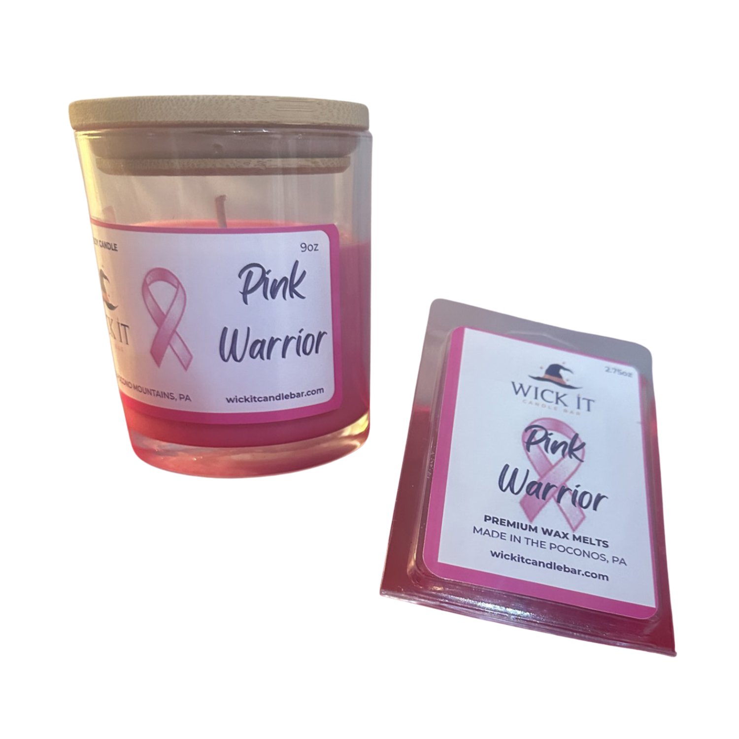 Wick It Candle Bar Pink Warrior Soy Candle and Wax Melt