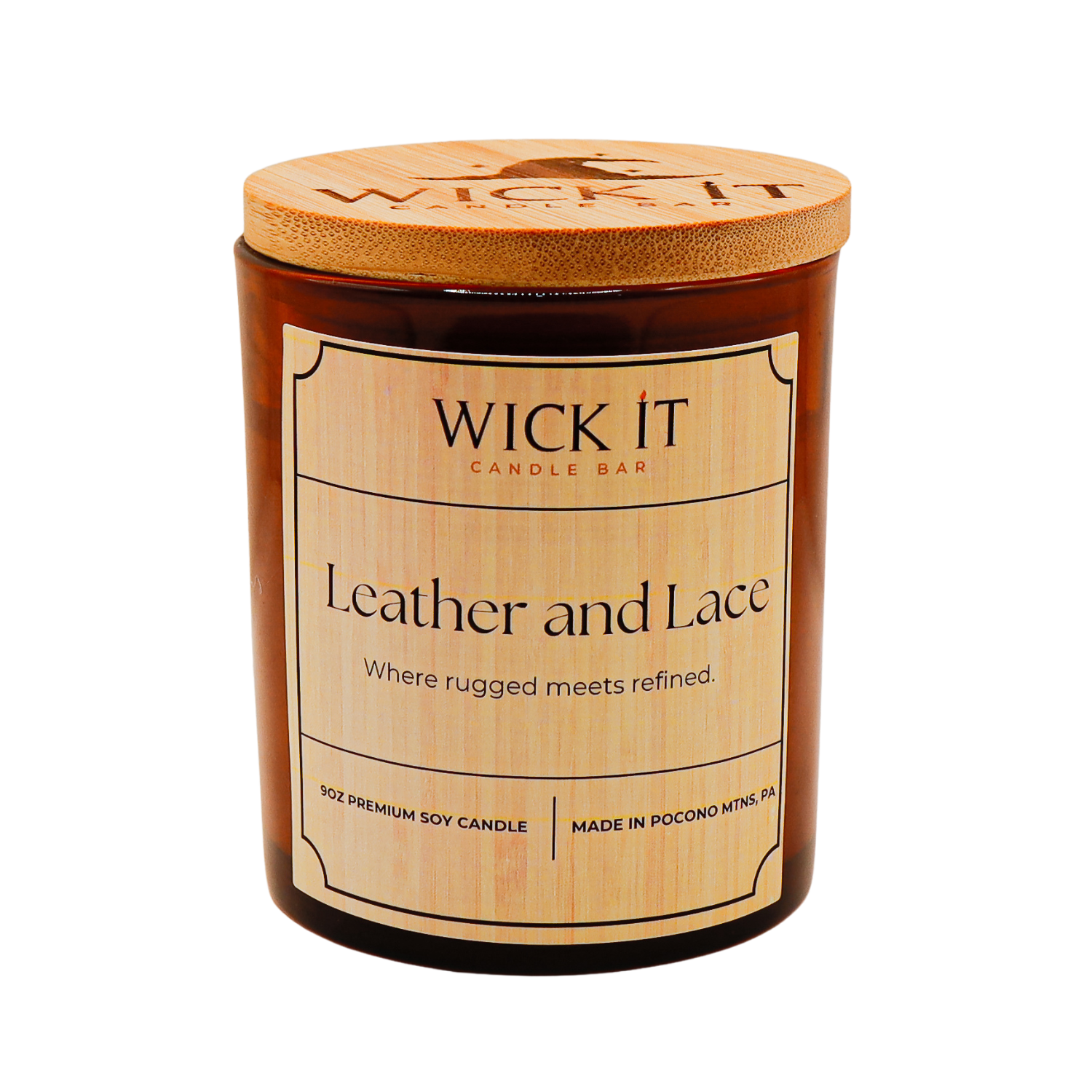 Wick It Candle Bar Leather and Lace Soy Candle | 9 ounce
