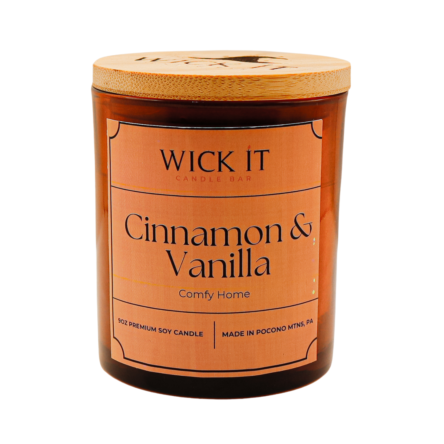 Wick It Candle Bar Cinnamon & Vanilla Soy Candle | 9 ounce